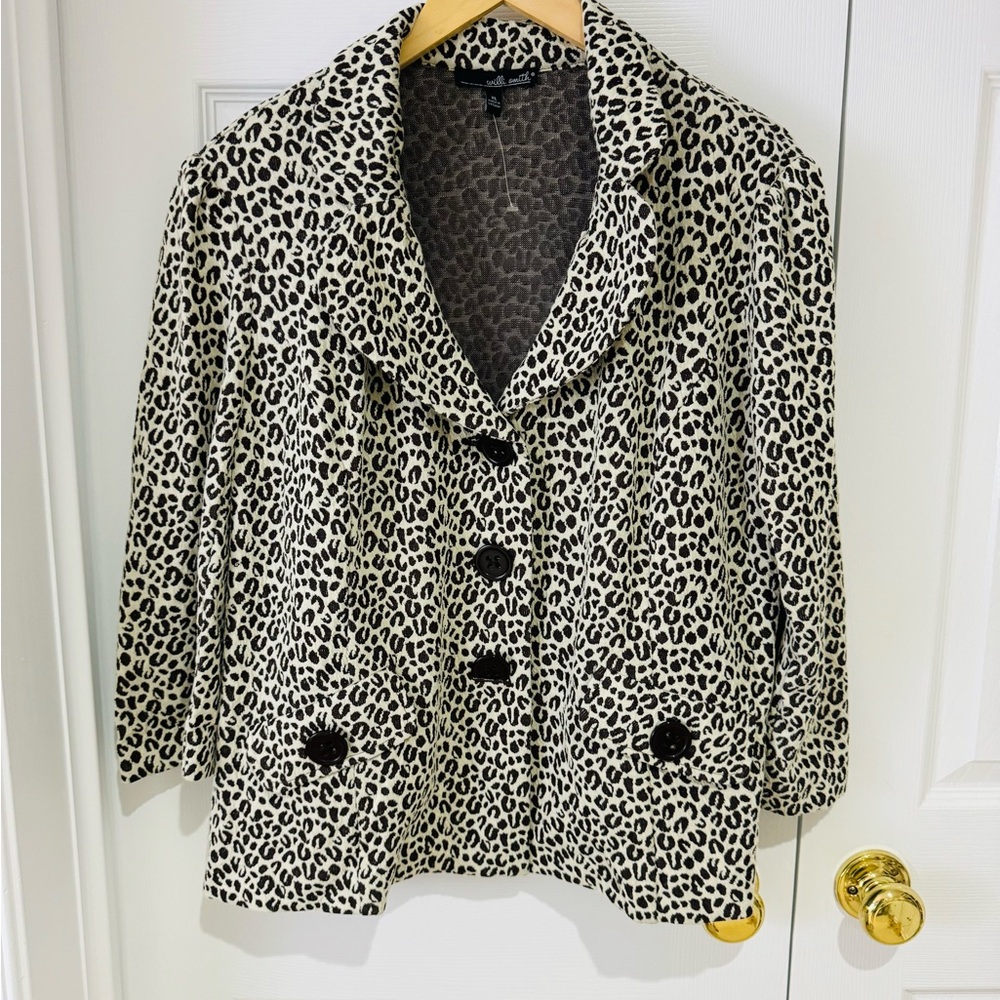 NWOT XL Chic Leopard Print Women's Blazer spring jacket new Willi Smith